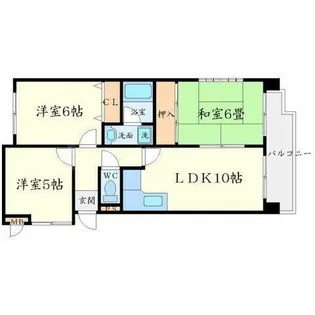 大阪府豊中市熊野町3丁目【マンション】の間取り