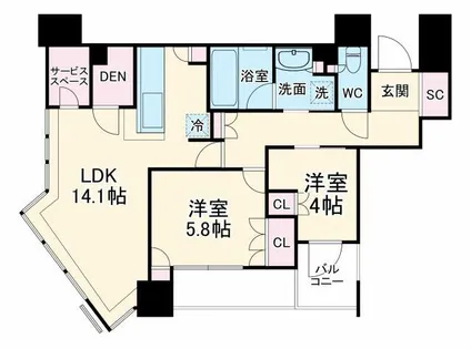 大阪府大阪市中央区北浜東【マンション】の間取り