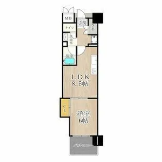 大阪府大阪市中央区瓦屋町3丁目【マンション】の間取り