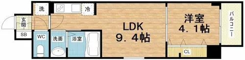 ファステート難波デラックス【9階】の間取り