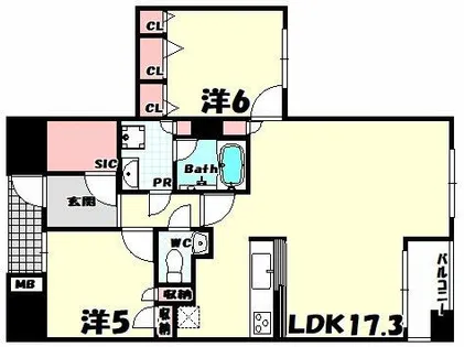 リベール三宮ミッドキャスト【8階】の間取り