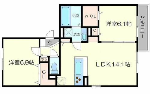 ル・レーヴ吹田山手町【1階】の間取り