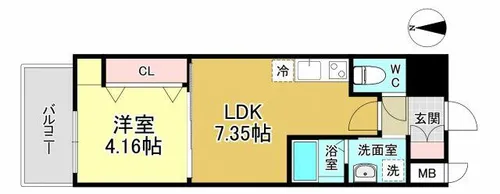 1LDKの間取り画像