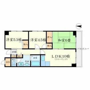 大阪府豊中市上新田3丁目【マンション】の間取り