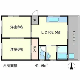 吉田中大路町アパート【2階】の間取り