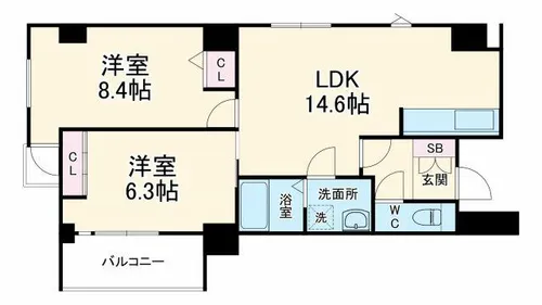 ヒルズ扇町【4階】の間取り