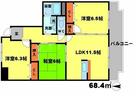 大阪府豊中市上新田3丁目【マンション】の間取り