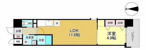 スプランディッド江坂DUE【7階】の間取り