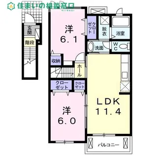 愛知県額田郡幸田町大字横落字郷東【アパート】の間取り