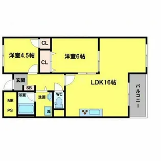 大阪府豊中市上新田2丁目【マンション】の間取り
