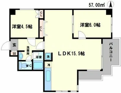 クレール千里中央【3階】の間取り