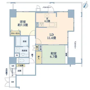 ウェルブ六甲道1番街【8階】の間取り