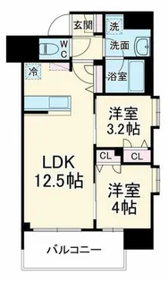 ルフォンプログレ南森町【8階】の間取り