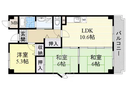 ソレイユ茨木北【2階】の間取り