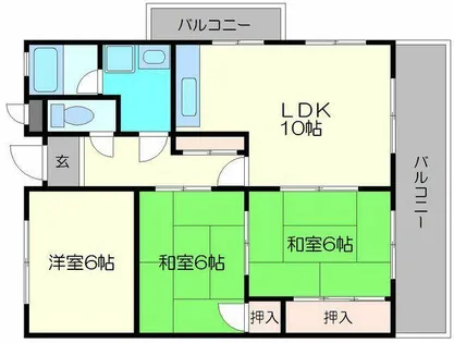 宮の前グリーンハイツ【3階】の間取り