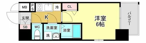 エスリード大阪ザ・ルクス【01401号室】の間取り