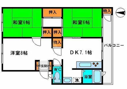 千里北町住宅 A2棟【4階】の間取り