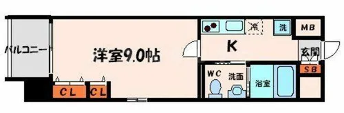 エルベコート太子橋駅前【6階】の間取り