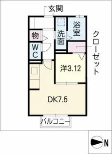 ヴィラシャローム一社【102号室】の間取り