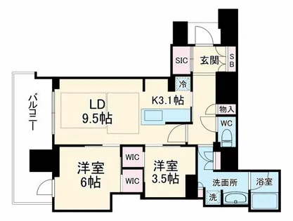 ジオタワー堺筋本町【15階】の間取り