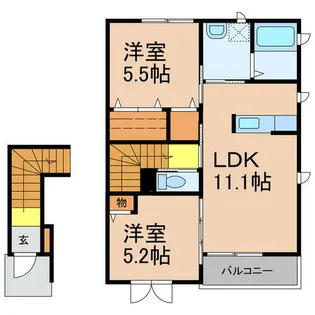 リジエール南屋敷Ⅱ棟【202号室】の間取り