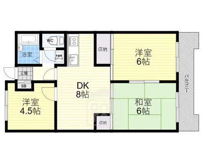 鮎川ハイツ【3階】の間取り
