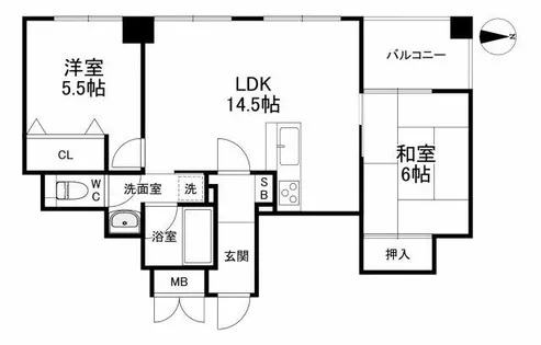 ペルル南森町【4階】の間取り