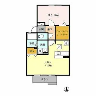 フォンティーヌ【102号室】の間取り