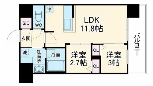 コンフォリア・リヴ新大阪西宮原ソルテラス【4階】の間取り