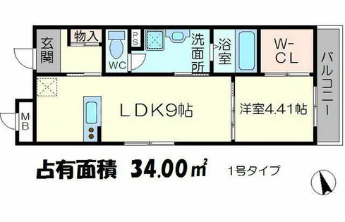 フィユフラッツ長興寺【1階】の間取り