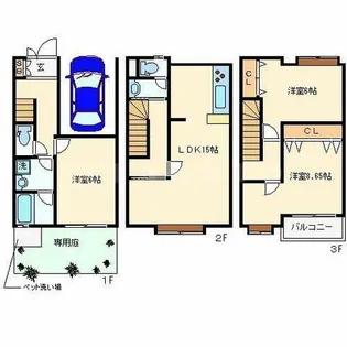 大阪府豊中市熊野町2丁目【テラスハウス】の間取り