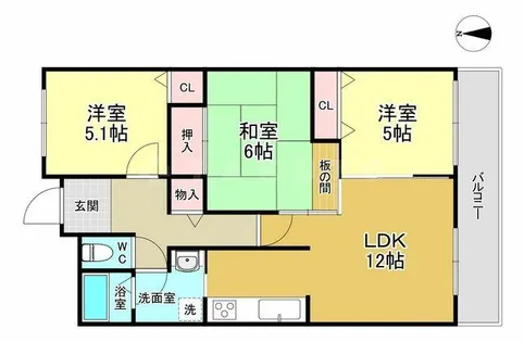 グランベール桃山台【4階】の間取り