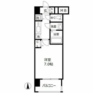 大阪府大阪市中央区玉造2丁目【マンション】の間取り