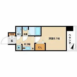 プレサンス梅田北ザ・ライブ【608号室】の間取り