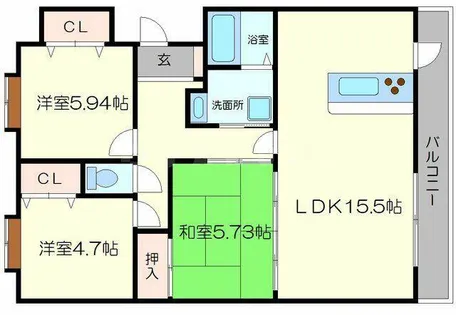 ウイング旭ヶ丘【4階】の間取り