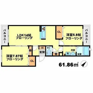 シャーメゾン桃竹【2階】の間取り