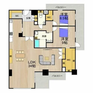 ザ・グランドビュー・オオサカ【17階】の間取り