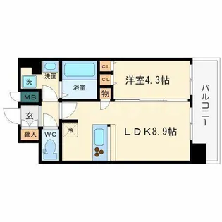 プレサンス難波セレクト【10階】の間取り