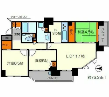 プライムメゾン夕陽ヶ丘【11階】の間取り