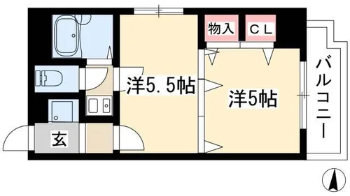 エスト葵南マンション【2B号室】の間取り