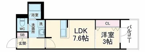 RJRプレシア南堀江【407号室】の間取り
