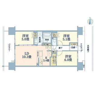 クラッシィハウス尼崎 GRAND PLACE【4階】の間取り