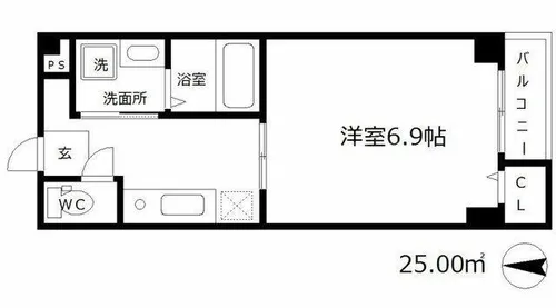 クイーンズコート天満【3階】の間取り