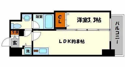 大阪府大阪市中央区博労町1丁目【マンション】の間取り