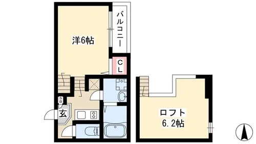 ハーモニーテラス東海通【2階】の間取り
