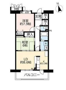 URアーバンラフレ虹ヶ丘中【0050508号室】の間取り