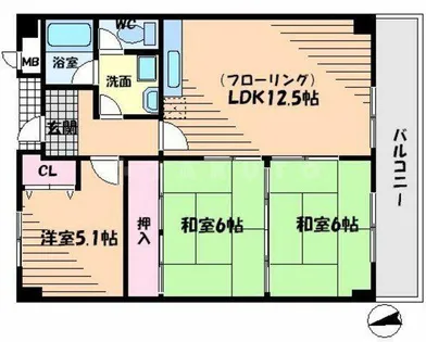 アムール千里【5階】の間取り
