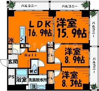 大阪府大阪市中央区北久宝寺町3丁目【マンション】の間取り
