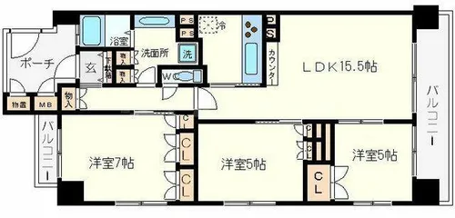 大阪府大阪市中央区日本橋2丁目【マンション】の間取り
