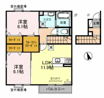 ジャルダン亀山【2階】の間取り